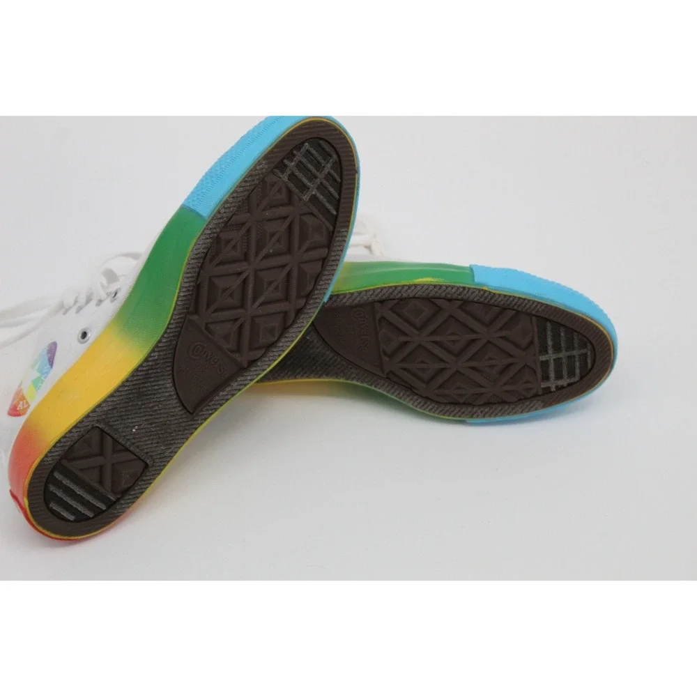 Converse Chuck Taylor All Star White Rainbow High Top Sneakers Womens Sz‎ 7